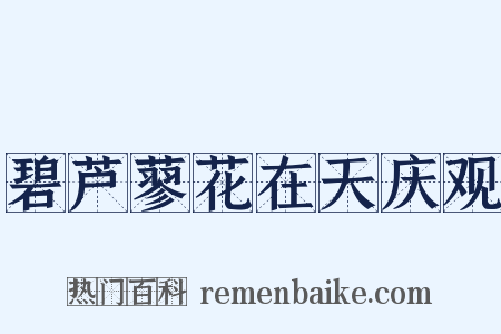 碧芦蓼花在天庆观是什么意思的图片